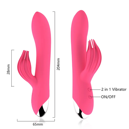 Pink 10 Frequency Dual Motor Rabbit Vibrator Size Chart