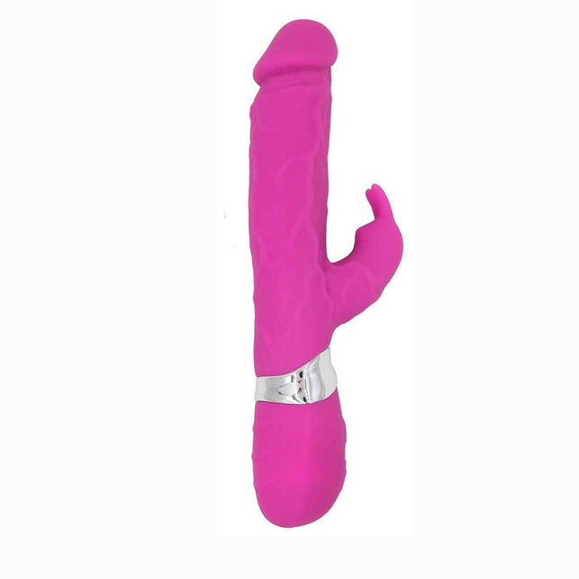 Pink 9 Inch Rabbit Vibrator with Clitoral Stimulator Side Sex Toy