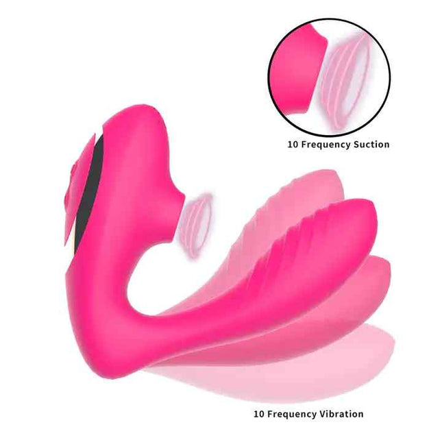 Pink G Spot Clitoris Suction Vibrator Double Stimulation 10 FrequencySuction Diagram