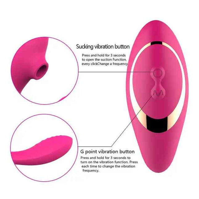 Pink G Spot Clitoris Suction Vibrator Double Stimulation Remote Control How to use