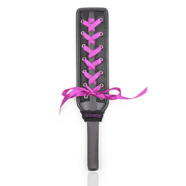 Purple Ribbon Corset Lace Up Leather Spanking Paddle
