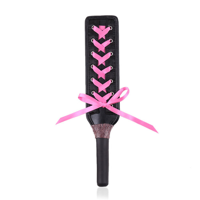 Pink Ribbon Corset Lace Up Leather Spanking Paddle