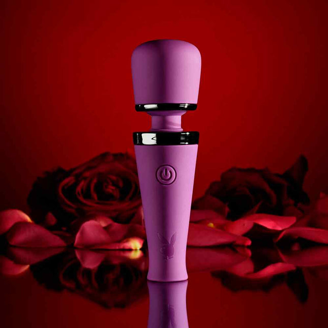 Playboy Pleasure MIC DROP Wand Vibrator Purple with Roses