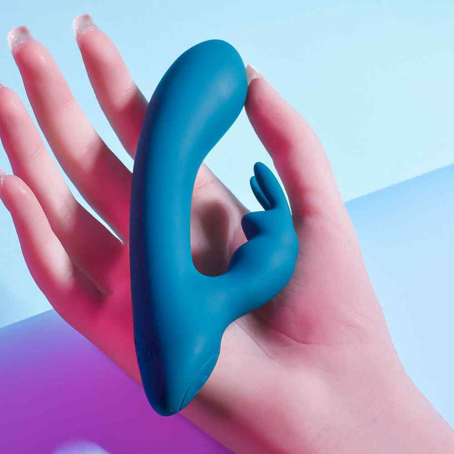 Playboy Pleasure LIL RABBIT Vibrator Deep Teal Female Hand Holding