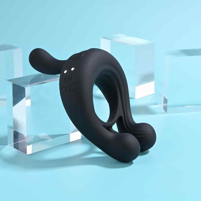Playboy Pleasure TRIPLE PLAY Cock Ring Black Front View