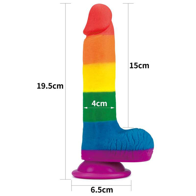 Prider 7.5 Inch Rainbow Dildo Size Chart