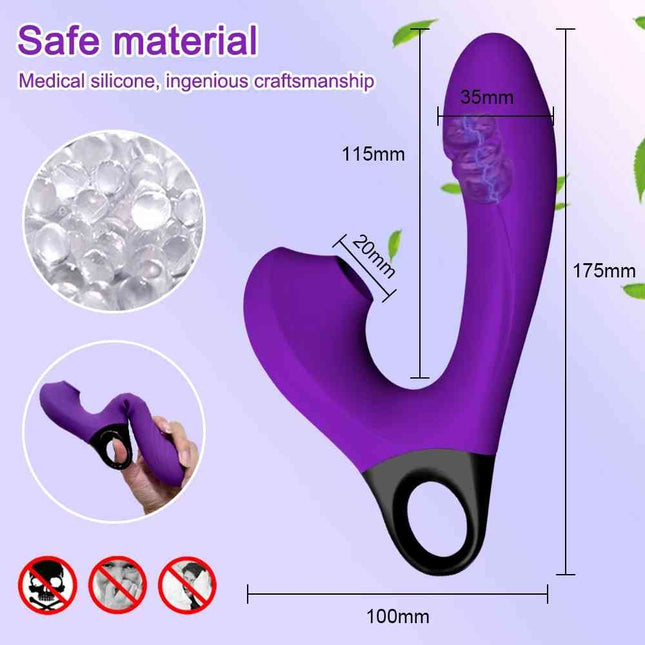 Purple Deluxe G Spot & Clitoris Suction Vibrator Size Chart