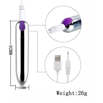 Purple Elegant 10 function Bullet Vibrator Size Chart