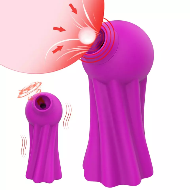 Purple Jellyfish Clitoral Stimulator Sucking a Nipple for Stimulation