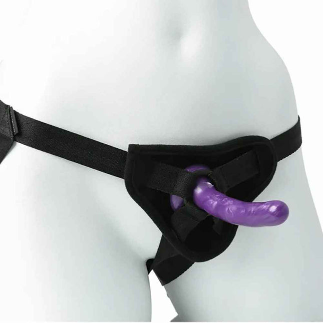 Purple Sex & Mischief Strap-On Dildo Kit on Girls Vagina