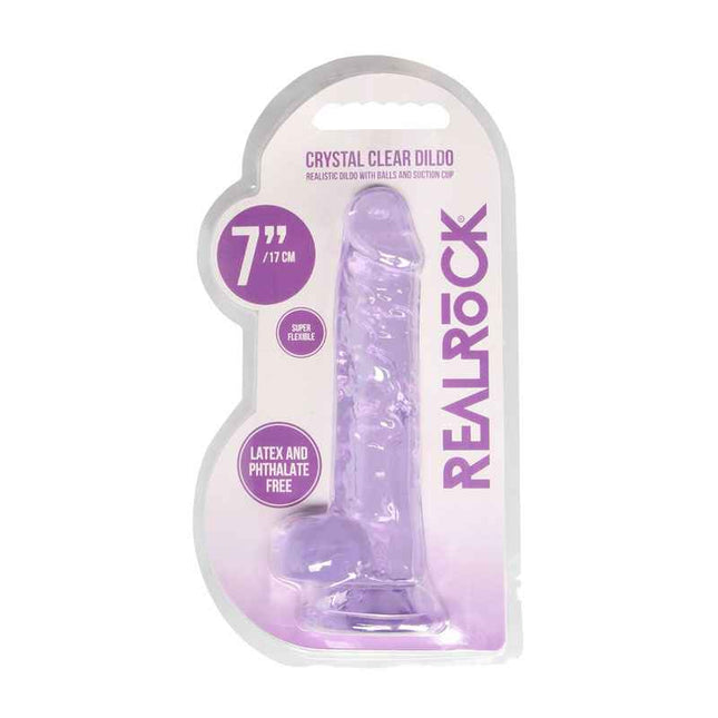 Purple REALROCK 7 Inch Realistic Dildo With Balls Case Only