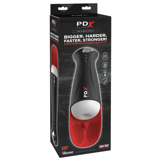 PDX Elite Fap-O-Matic Pro XL - White/Red USB Rechargeable Auto Stroker
