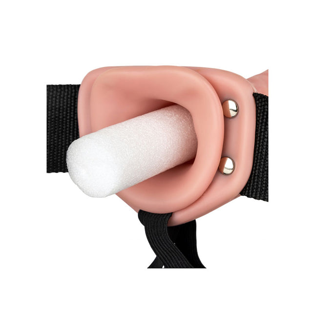 Rear close up view of REALROCK Hollow Strapon 6 Inch Flesh Dildo