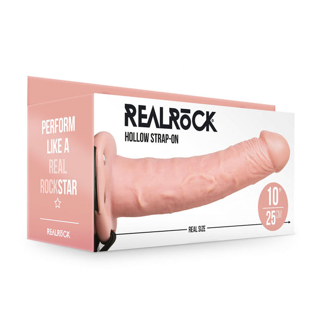 REALROCK Hollow Strapon 10 Inch Flesh Dildo case front view