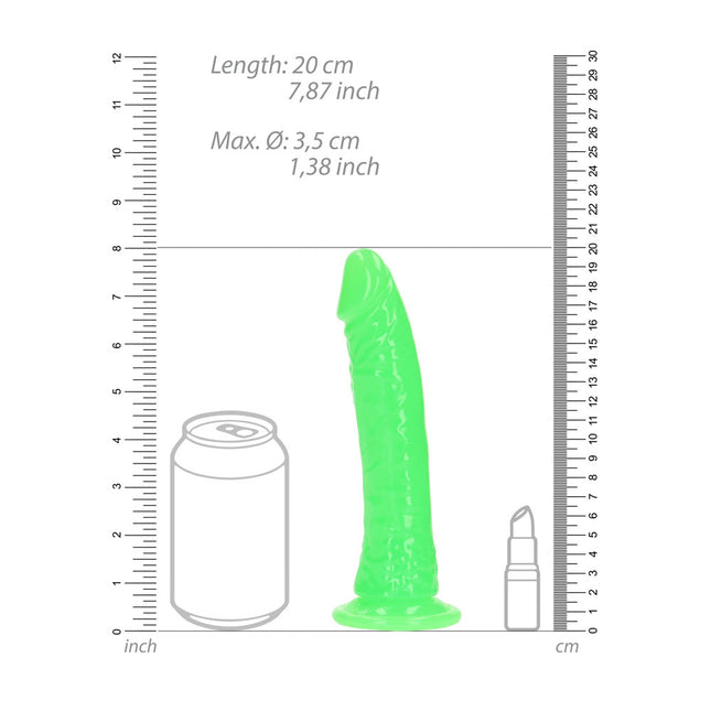 REALROCK 7 Inch Slim Glow in the Dark Neon Green Dildo