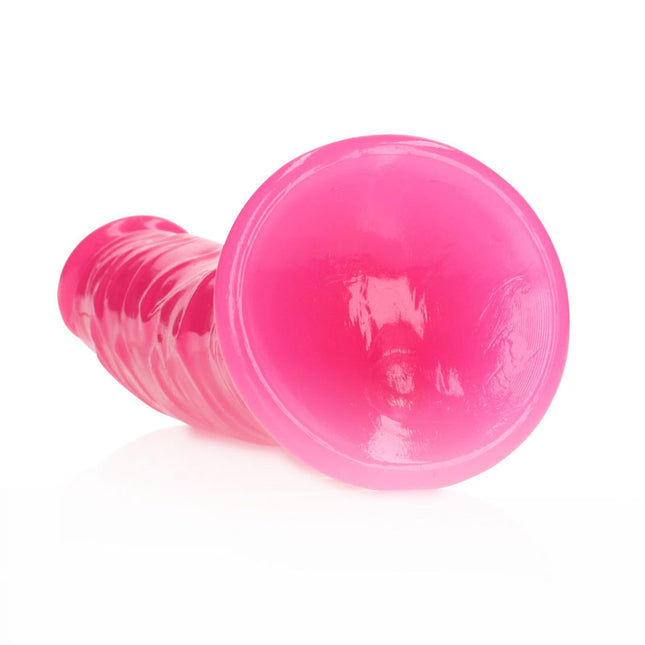 REALROCK 7 Inch Slim Glow in the Dark Neon Pink Dildo
