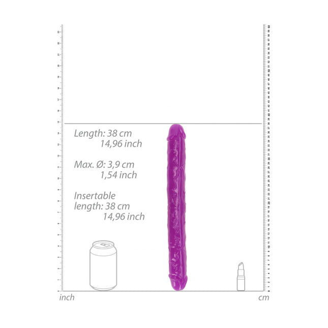 REALROCK 15 Inch Glow in the Dark Purple Double Dildo
