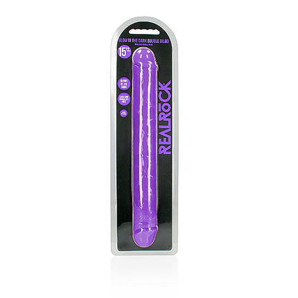 REALROCK 15 Inch Glow in the Dark Purple Double Dildo