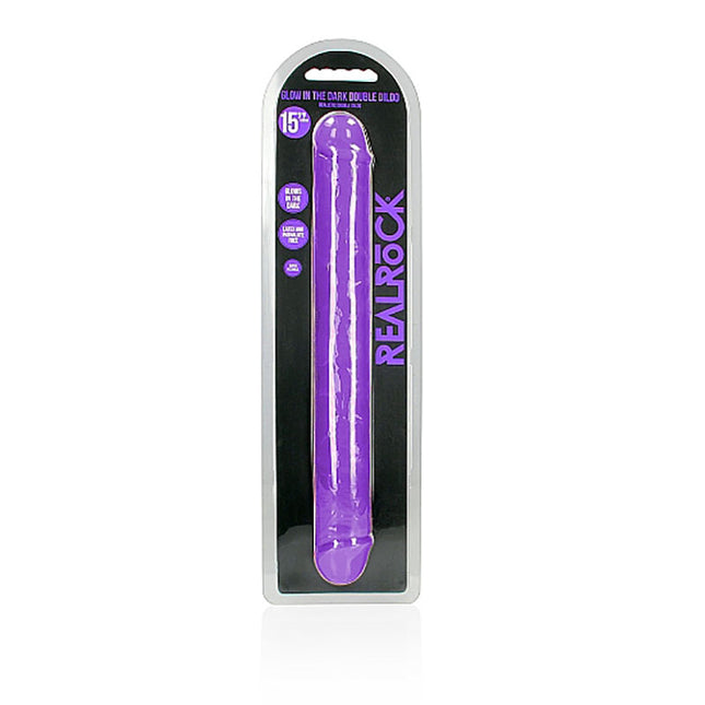 REALROCK 15 Inch Glow in the Dark Purple Double Dildo