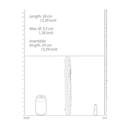 measurements of a REALROCK 14 Inch Curved Double Dildo - Clear