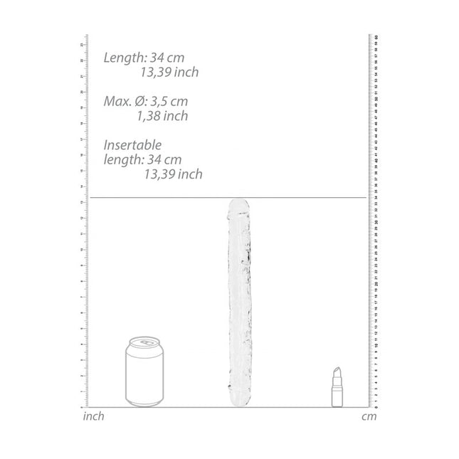 measurements of a REALROCK 14 Inch Curved Double Dildo - Clear