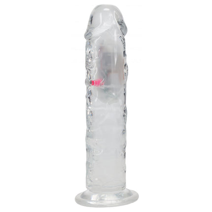 REALROCK 8'' No Balls Wireless LED Vibrating Clear Dildo