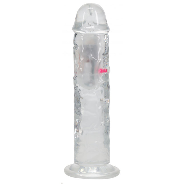 REALROCK 8'' No Balls Wireless LED Vibrating Clear Dildo