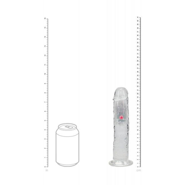 REALROCK 8'' No Balls Wireless LED Vibrating Clear Dildo
