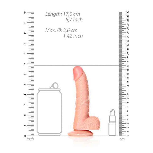 REALROCK 6 Inch Realistic Curved Dildo with Balls Size Chart Flesh Colour