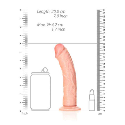 REALROCK  7 Inch Realistic Curved Suction Cup Dildo Size Chart