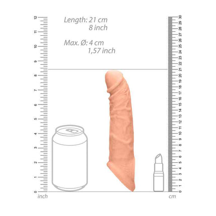 REALROCK 8 Inch Realistic Penis Extender with Rings Size Chart