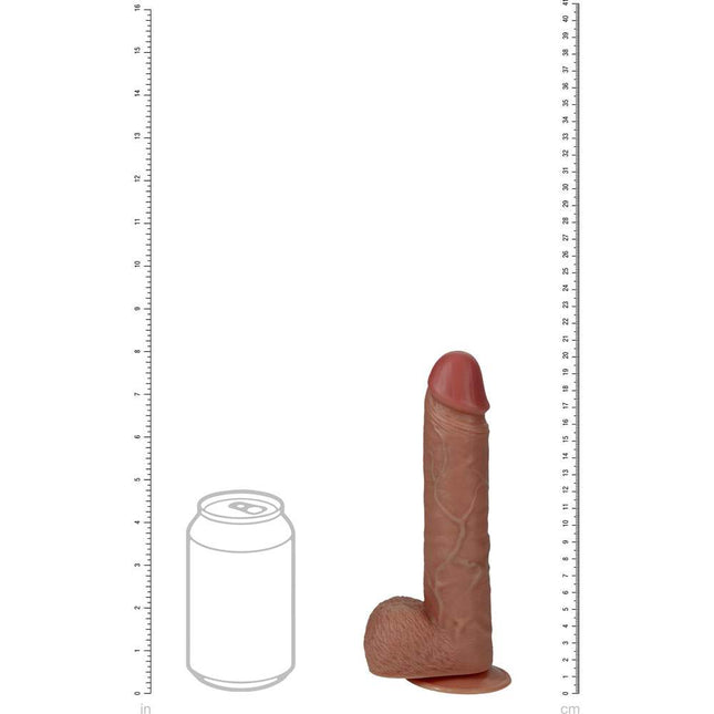 REALROCK 8 Inch Vibrating + Thrusting Cock with Balls - Tan Size Chart