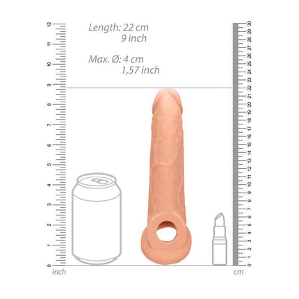 REALROCK 9 Inch Realistic Penis Extender with Rings Size Chart
