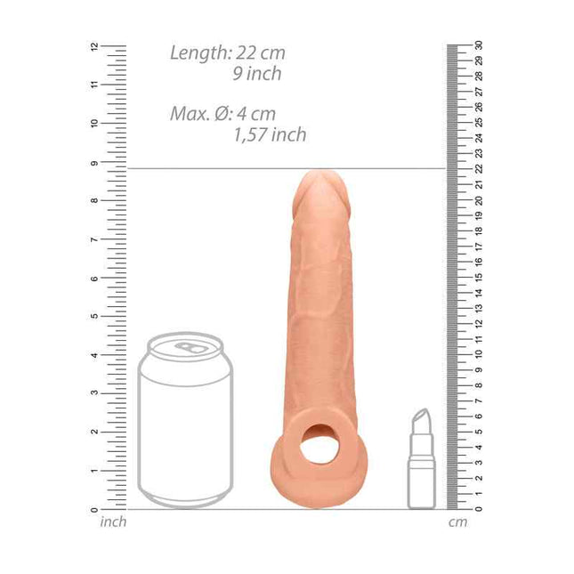 REALROCK 9 Inch Realistic Penis Extender with Rings Size Chart