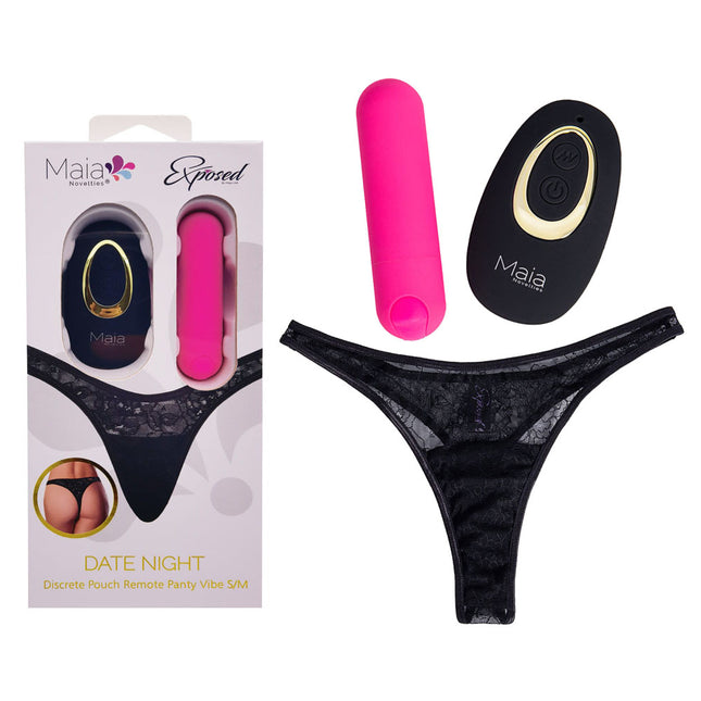 Maia DATE NIGHT PANTY VIBE S/M - Black with remote Control