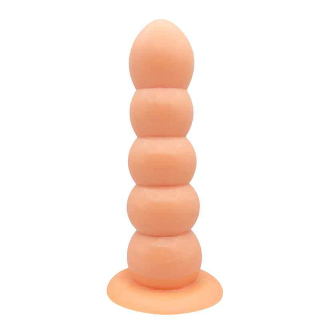 Realistic Beaded Anal Dildo with Suction Cup Base 8 Inch