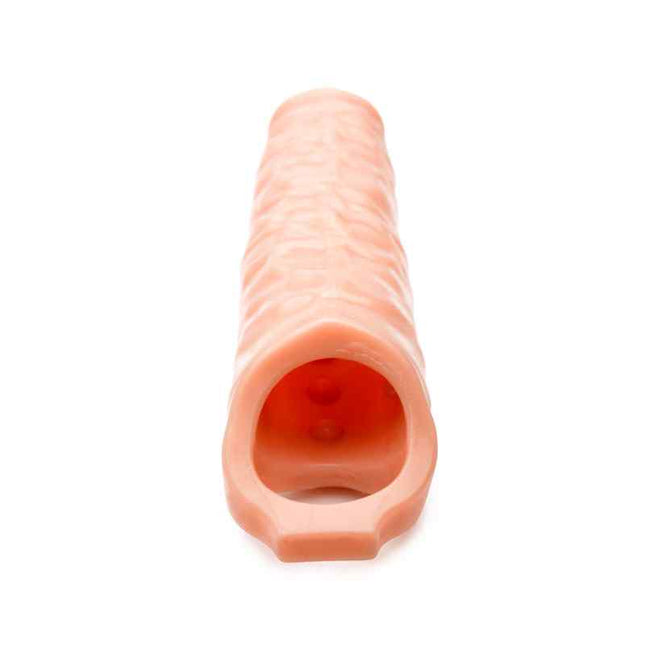 Realistic Flesh Penis Extender Sleeve 3 Inch Rear View