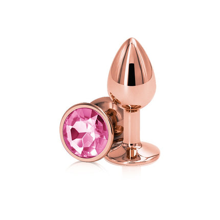 Rear Assets Rose Gold Pink Small Butt Plug Standing