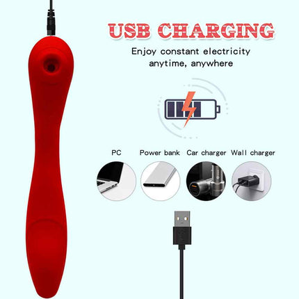 Red Clitoris Suction Vibrator luxury Curve USB Charging