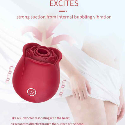 Red Strong Suction Rose Toy Vibrator 10 Frequency with Female using Sex Toy