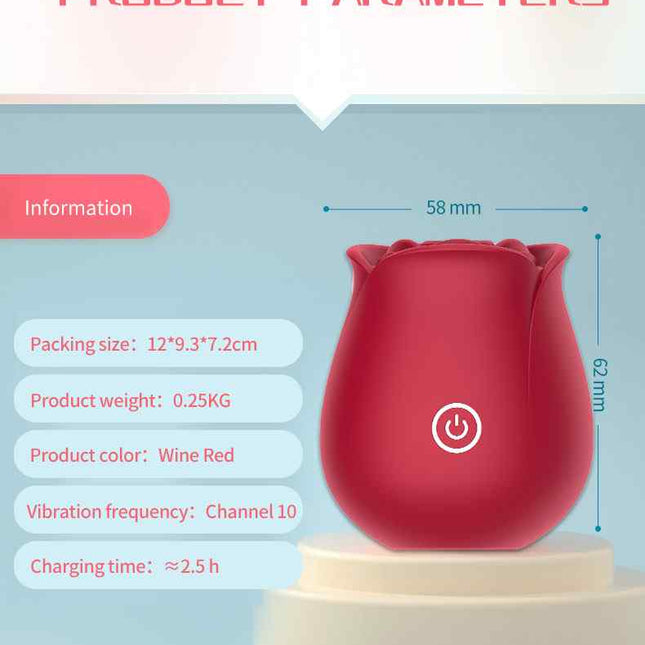 Red Strong Suction Rose Toy Vibrator Size Chart