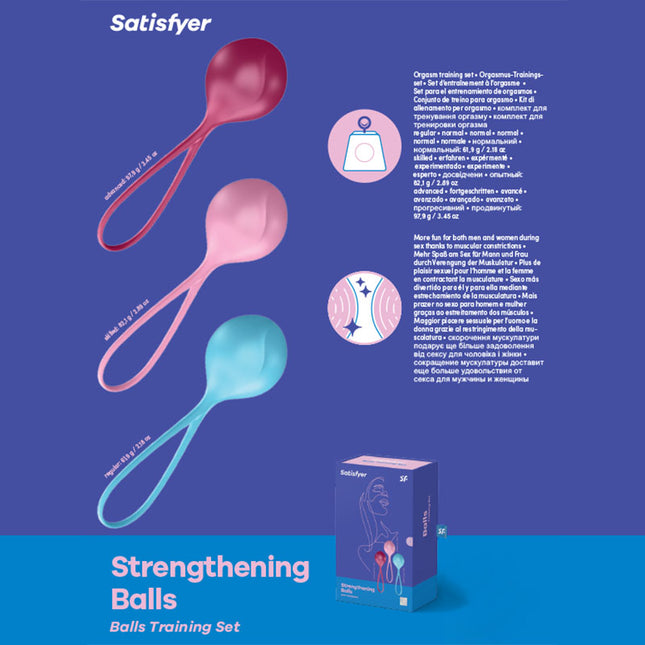 Satisfyer Strengthening Coloured Weighted Kegel Balls - Set of 3