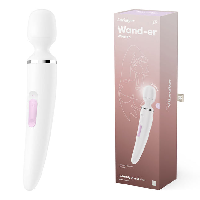 Satisfyer Wand-er Woman White Massager Wand Front view with case