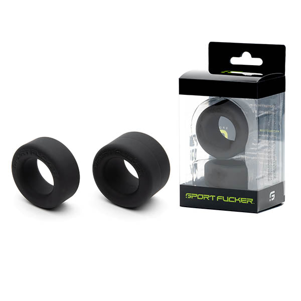 Sport Fucker Nutt Job Set Black Cock Rings - Set of 2
