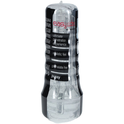 SHOTS Easy Rider Clear Vagina Stroker side view on a white background