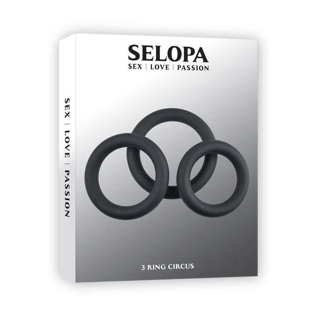 Selopa 3 RING CIRCUS Black Cock Rings - Set of 3