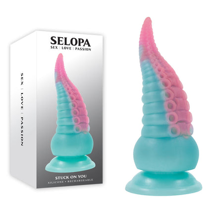 Selopa STUCK ON YOU Blue/Pink 7.5 Inch Tentacle Fantasy Dildo with Case