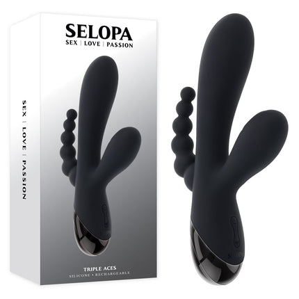 Selopa TRIPLE ACES - Black Triple Stimulator Vibrator
