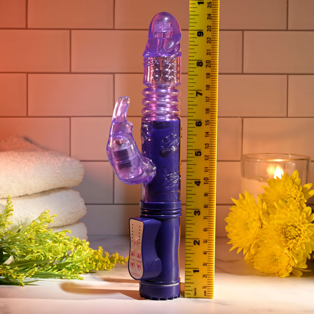 Ruler side by side Selopa BUNNY THRUSTER Purple Thrusting Rabbit Vibrator