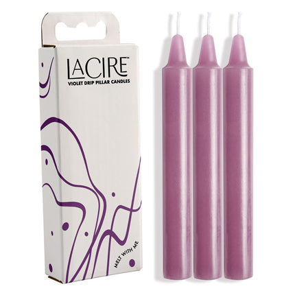 LaCire Violet Drip Pillar Candles